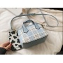 Checked Bucket Bag Woolen Wool Handbag Women's Bag