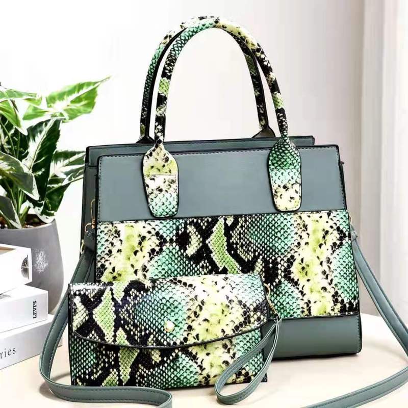 PU Leather Snake Pattern Two-Piece Suit Single Shoulder Handbag Mother-And-Child Bag