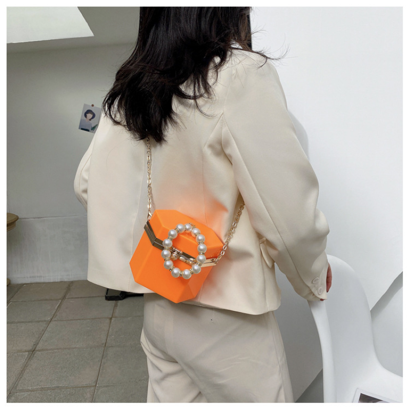 New arrivals pearl chain acrylic box bag shoulder bag purse luxury handbags for women purses handbags