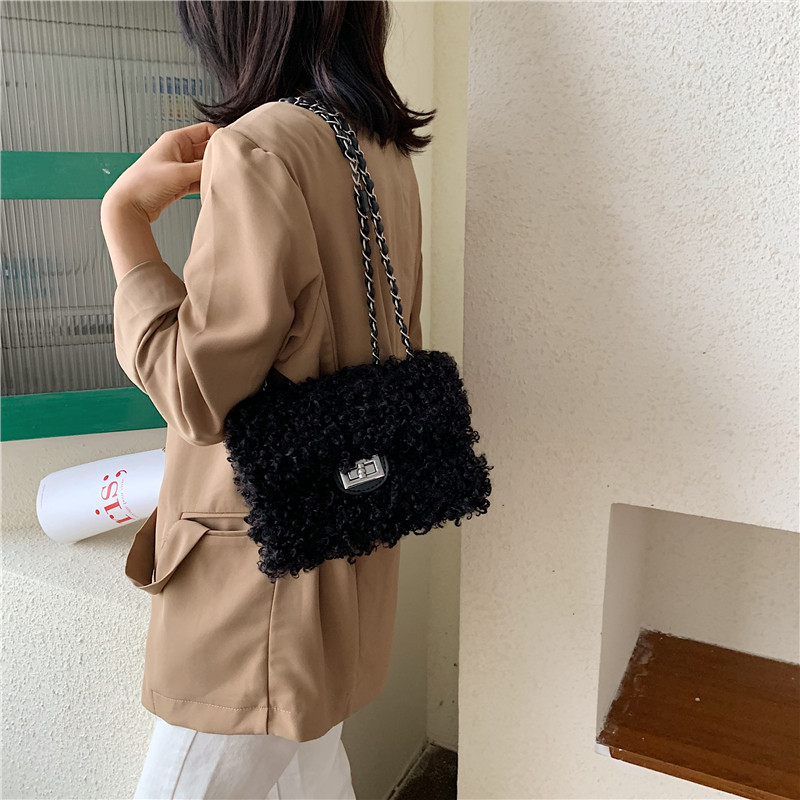 Chain plush handbags women handbags ladies bags designer handbags for women purses