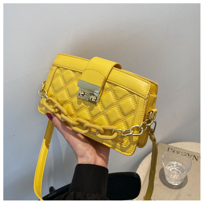 Elegant Ladies Chain Lattice Handbag 2021 Ins New Trendy Influence Fashion One-Shoulder Crossbody Bag Purses And Handbags