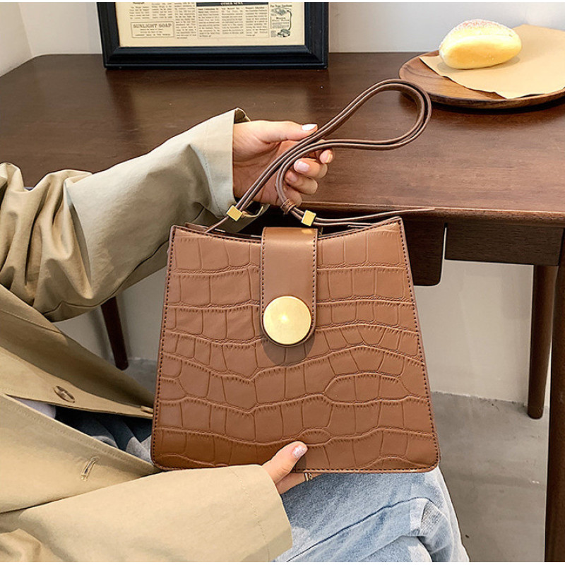 Leather Messenger Ladies Stone Pattern Underarm Bag Handbag