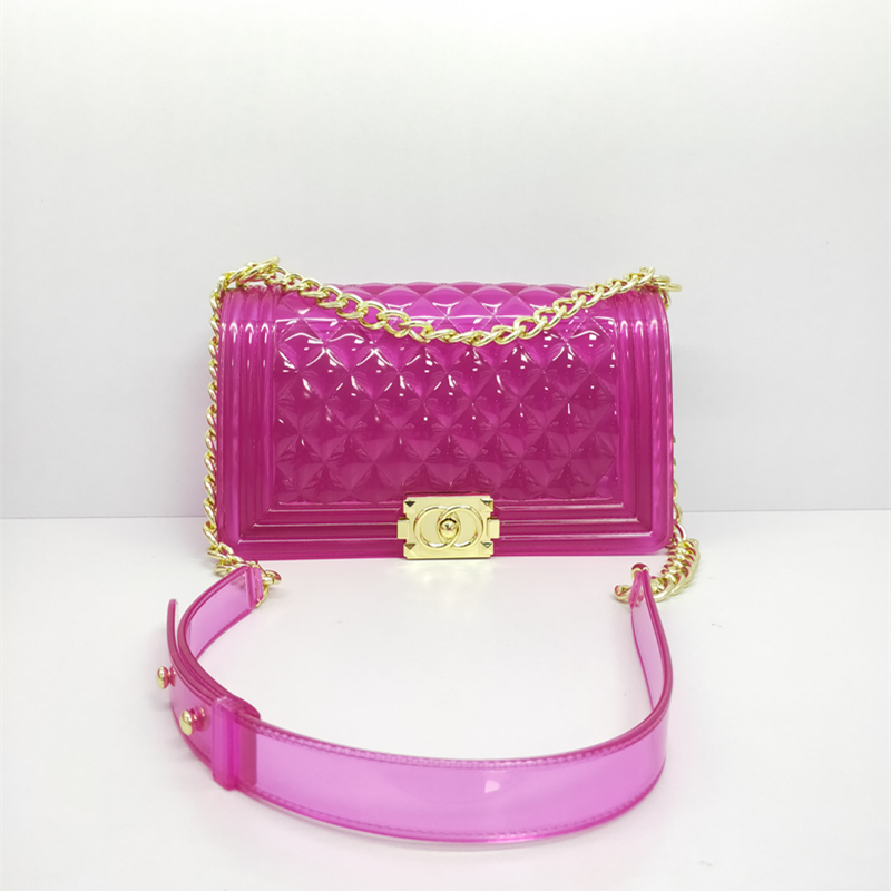 Fashion Transparent Mini Rainbow Chain Bags Color Pu Small Square Hand Bags Jelly Purse Handbags For Women