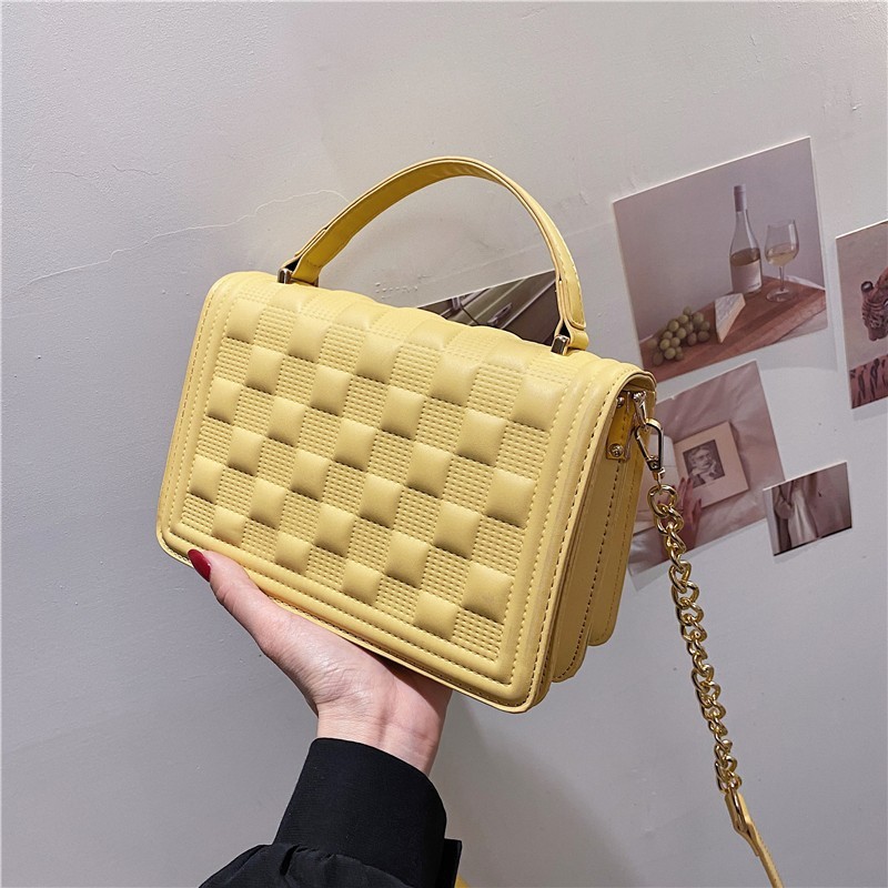 Summer Handbag 2021  New Fashion Sling Bag Crossbody Female Bag  Influence Grid Pattern Crossbody Chain Bag 2021