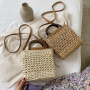 2021 Summer New Woven Small Square Bag Korean Style Trendy Simple Pure Color Handbag Ladies Style Woven Bag