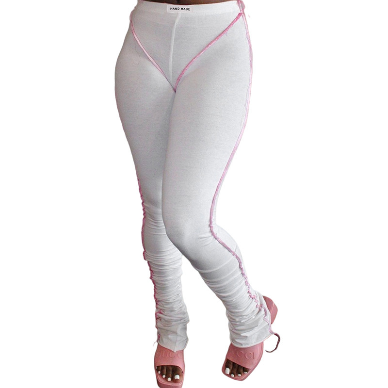Autumn 2021 Women Clothing New Fashion Reverse Wear Design High Waist Buttocks Solid Color Tight Casual Trousers Women Trousers