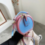 New Fashion Gradient Color PU Leather Handbags Designer Shoulder Round Bags For Women Hand Bags Ladies Purses 2021