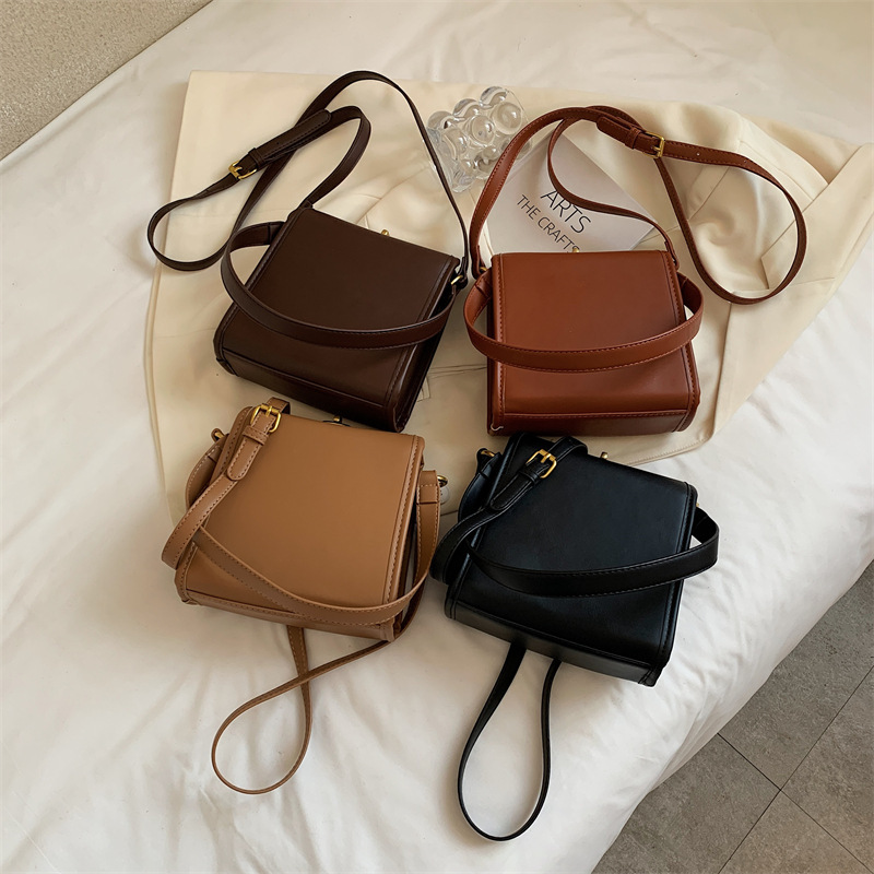 Leather Buckle One-Shoulder Messenger Bag Women Handbag Purse