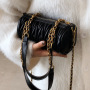 Hot Sales New Trendy Fashion Chain Fold Cylinder Bag Real Leather Handbags Ins Messenger Luxury Handbags For Women Hand Bags