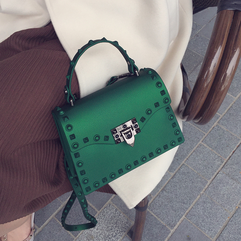 Fashion designer handbags famous brands matte pvc bag rivet jelly purse handbags for women purses and handbags