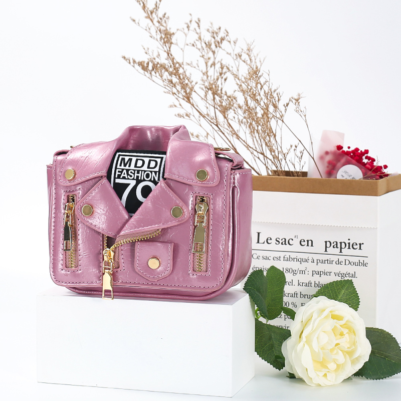 ゴールドサプライヤー卸売おもしろジャケット型バッグPUレザーチェーン財布クロスボディハンドバッグレディースバッグキッズ財布2021