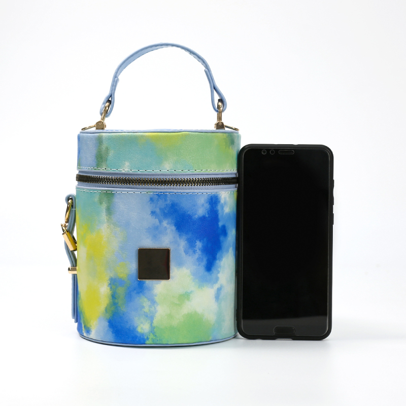 Colored Leather One-Shoulder Diagonal Ladies Bucket Bag