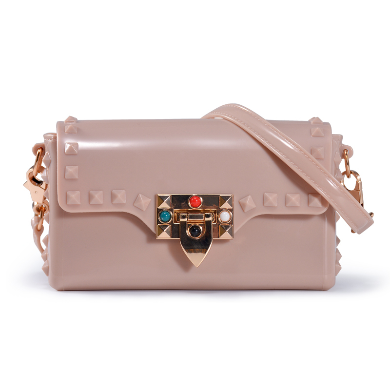 Fashion rivet mini pvc bags crossbody bags designer jelly purse and handbags luxury ladies hand bags