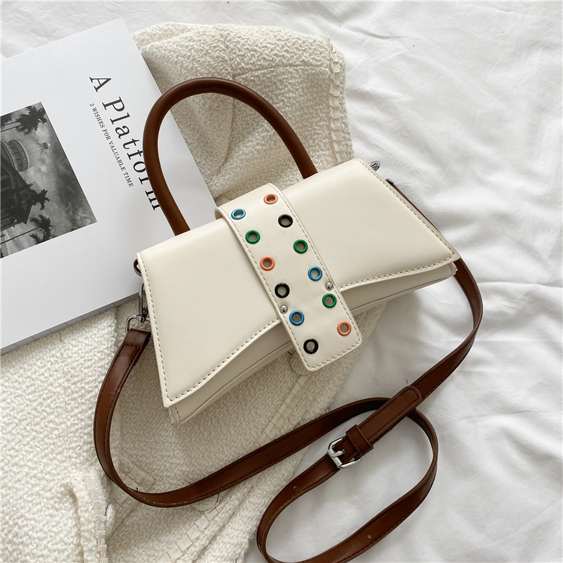 2021 Handbag New Fashion Bags Women Handbags Ladies Belt Buckle Color Rivet Shoulder Strap Messenger Bags Crossbody