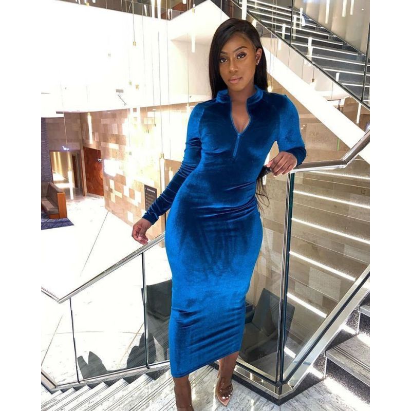 Fall New Ebay Amazon Independent Station European And American Women'S Hot Sale Korean Velvet Long-Sleeved Dress Pullover