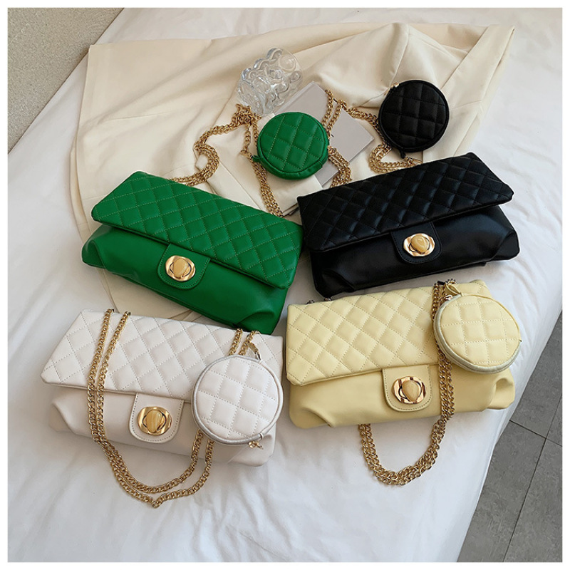 New Women'S Handbags Women'S Summer Large-Capacity Bag 2021 Handbags For Women New Trendy Fashion Rhombic Chain Crossbody Bag