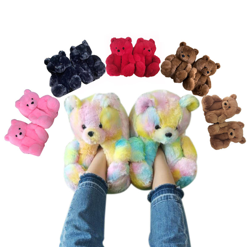 Plush Headband Accessories And Fur Bear Slippers Set