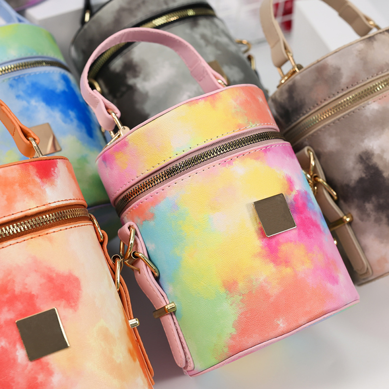 Colored Leather One-Shoulder Diagonal Ladies Bucket Bag
