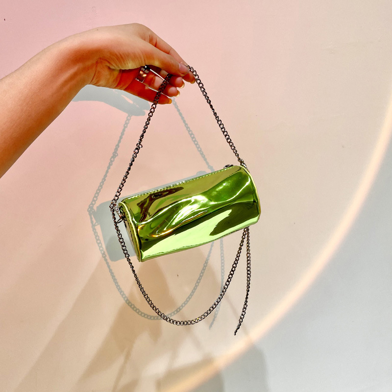 Influence Same Style Small Back Chain Bag New Fashion Shiny Bucket Bag New Design Ladies Messenger Bag