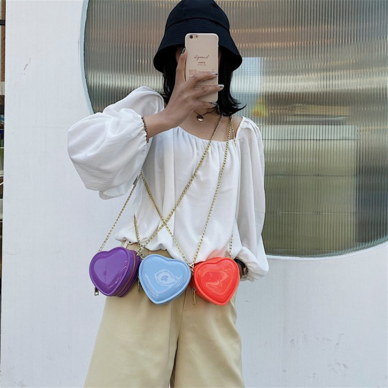 Hot selling candy colored heart-shaped purses small jelly bags women handbags luxury ladies purses