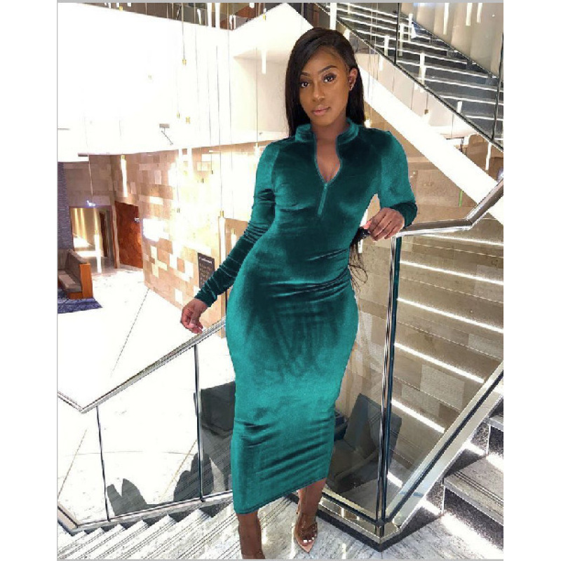 Fall New Ebay Amazon Independent Station European And American Women'S Hot Sale Korean Velvet Long-Sleeved Dress Pullover