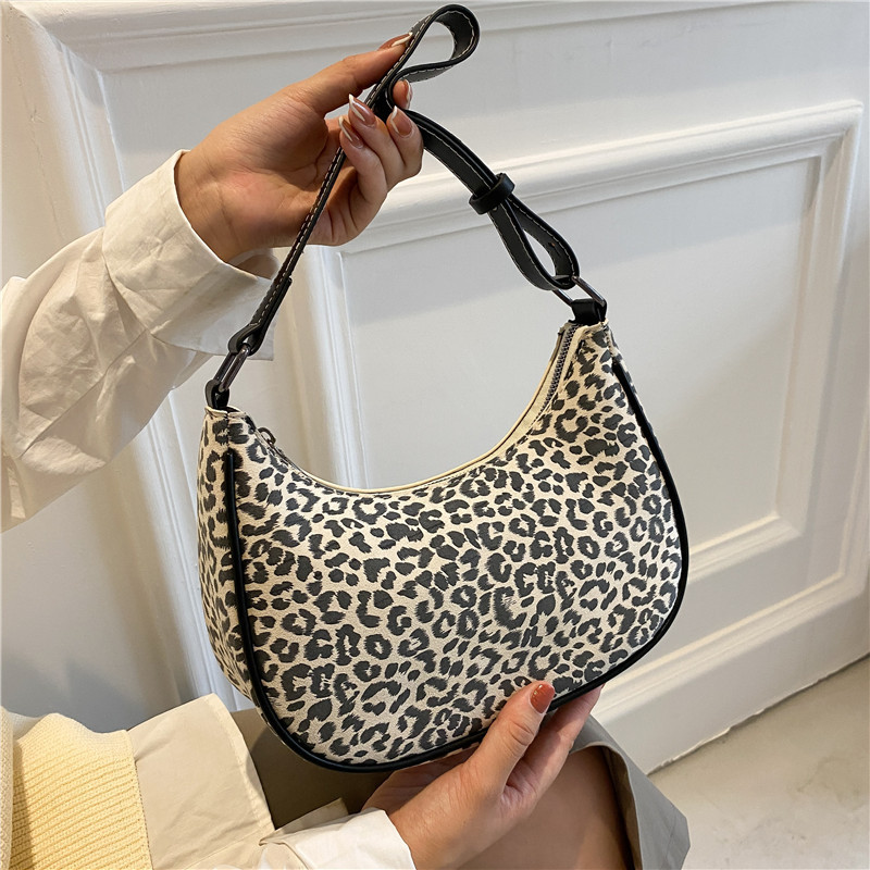 Ins Fashion ヒョウ柄ハンドバッグ 2021年新作 韓国レトロ 大容量 クロスボディ ダンプリングバッグ 財布 ハンドバッグ