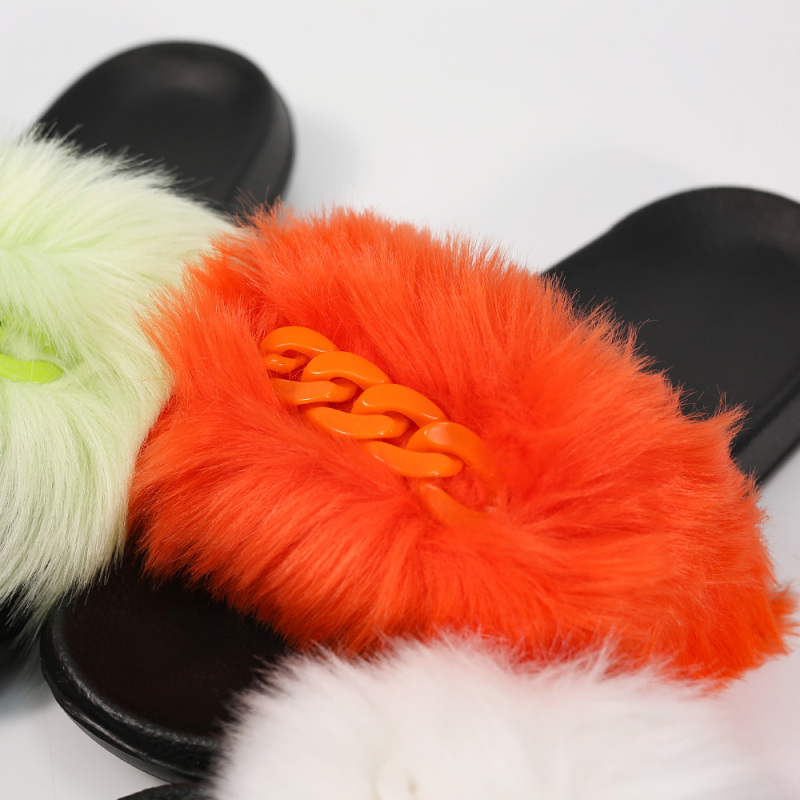 Plush Slippers And PVC Jelly Diagonal Women Square Bag