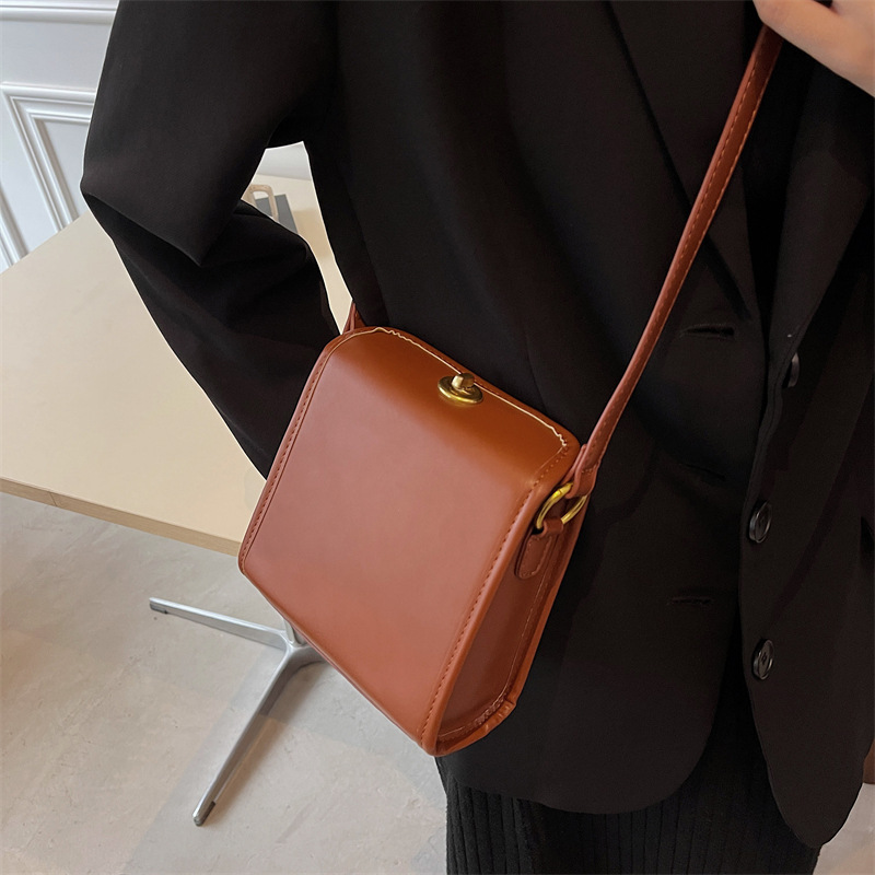 Leather Buckle One-Shoulder Messenger Bag Women Handbag Purse