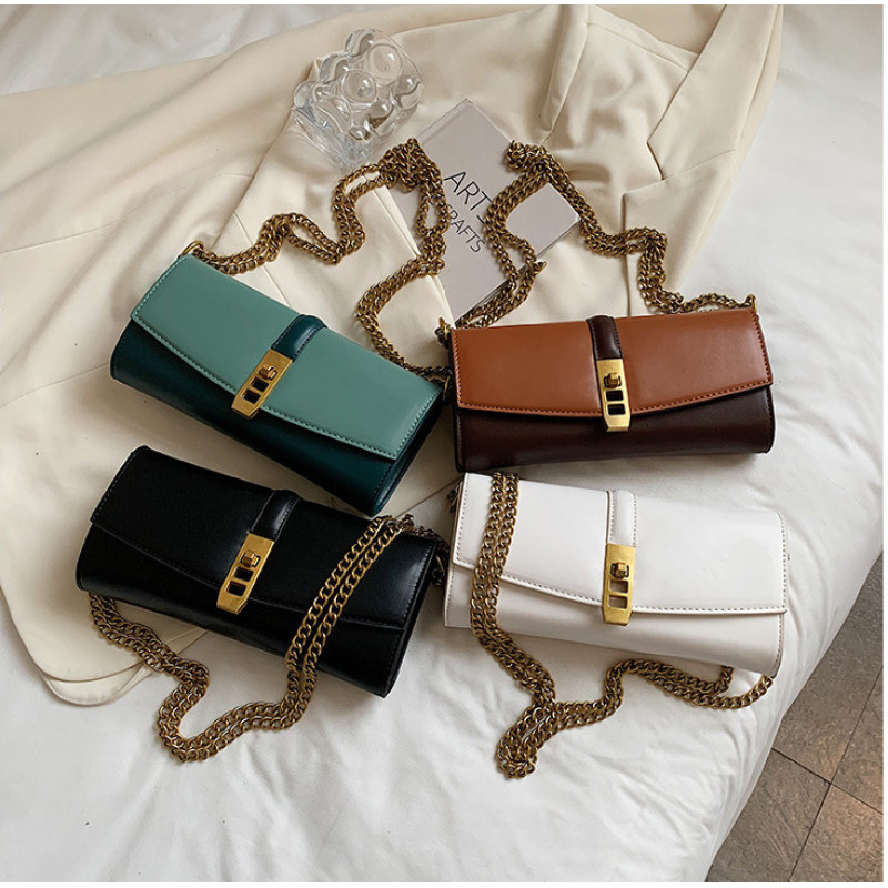 Hot Sale Pu Leather Gold Chain High Quality Bags Women Handbags Ladies Shoulder Ins Fashion Leather Bag Crossbody Bags Ladies