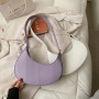 Hot Sale Solid Color Crescent Shaped Ladies Purses And Handbags Women Hand Bag New Polyester Texture Crossbody Bags Women