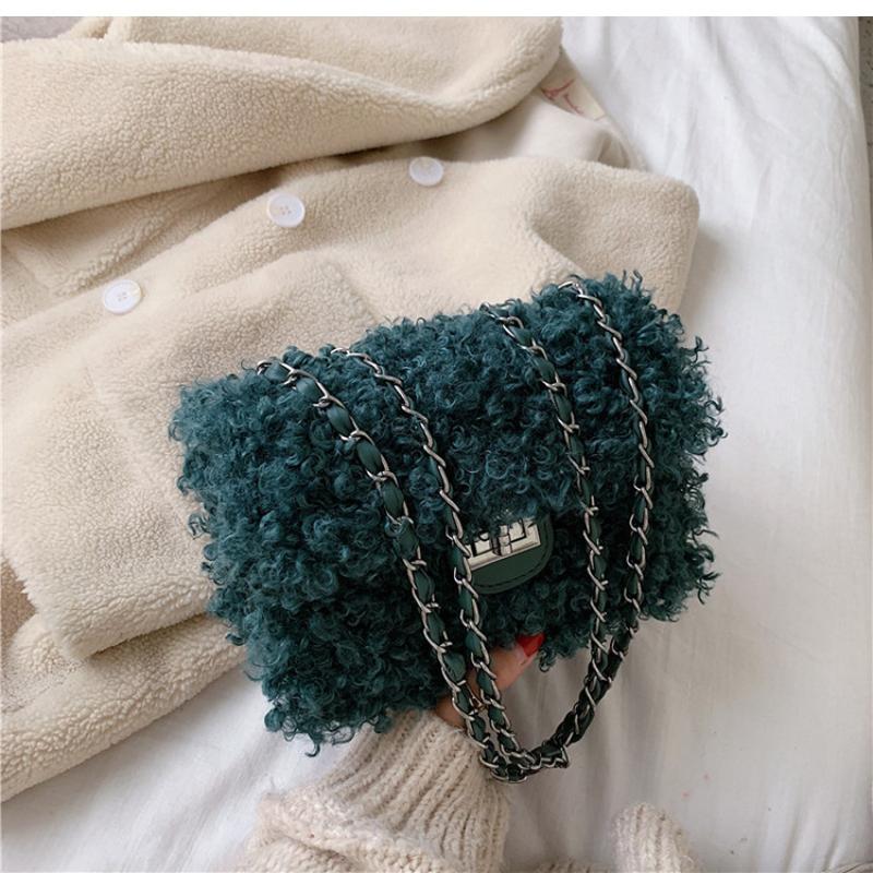 Chain plush handbags women handbags ladies bags designer handbags for women purses