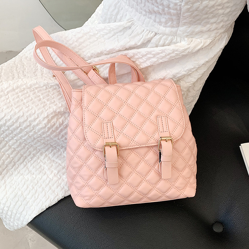 2021 Large-Capacity Bag Women Embroidery Diamond Check Bag Designer Handbags Korean Backpack Women'S Bag Designer Handbags
