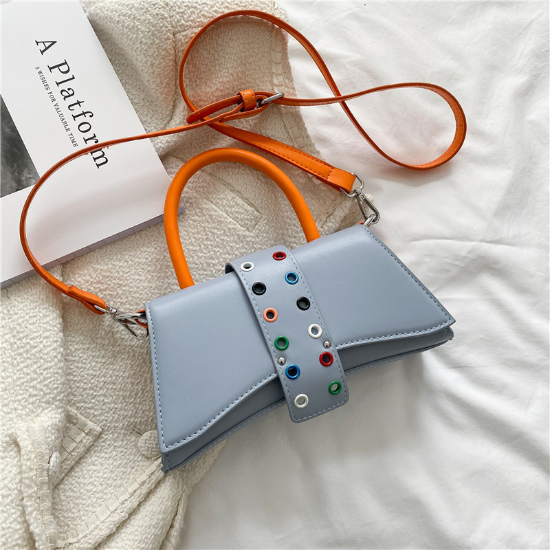 2021 Handbag New Fashion Bags Women Handbags Ladies Belt Buckle Color Rivet Shoulder Strap Messenger Bags Crossbody