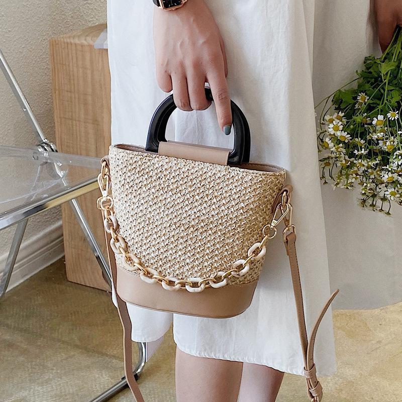 2021 New Korean Fashion Woven Handbag Simple Woven Satchel Ladies Ins Popular Simple Western Style Shoulder Bag