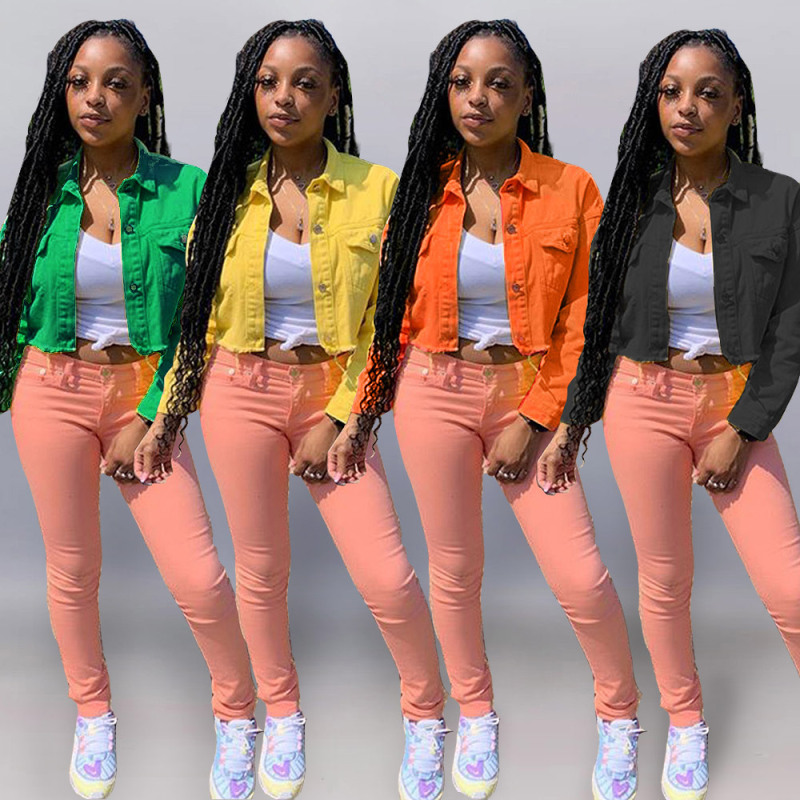 Independent Station Ebay Amazon Europe And The United States Fashion Multicolor Raw Edge Denim Jacket