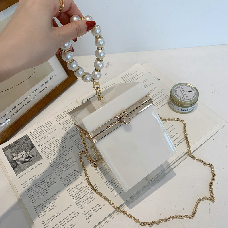 Popular Pearl Chain Acrylic Box Bag Fashion Shoulder Handbags Hand Bags Women Handbags Ladies Purse