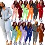 Amazon Hot Sale Autumn And Winter Euro-American Women'S Solid Color Suit Sports Two-Piece Suit