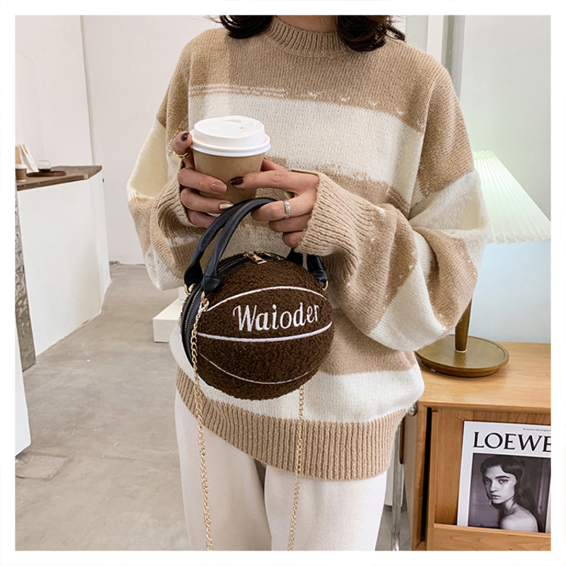 2020 New arrivals luxury designer shoulder bags women chain handbags fur purses basketball purse