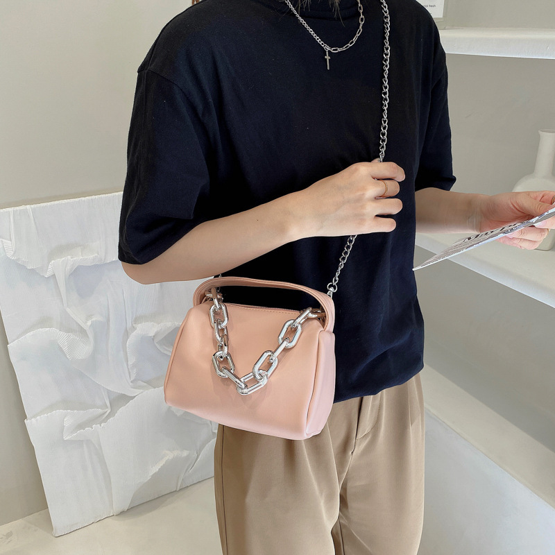 Summer Small Fresh Handbag 2021 Boston Bag  New Chain Crossbody Shoulder Bag Solid Color Leisure Handbag