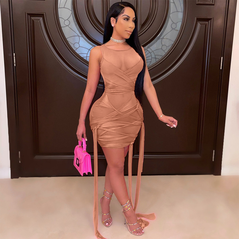New Style Sexy Skinny sleeveless women dress short night club dress solid color ladies summer dresses 2021