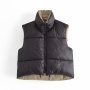 Fshion Spring And Autumn New Two-Color Double-Sided Cotton Jacket Vest Stand-Up Collar Short Waistcoat