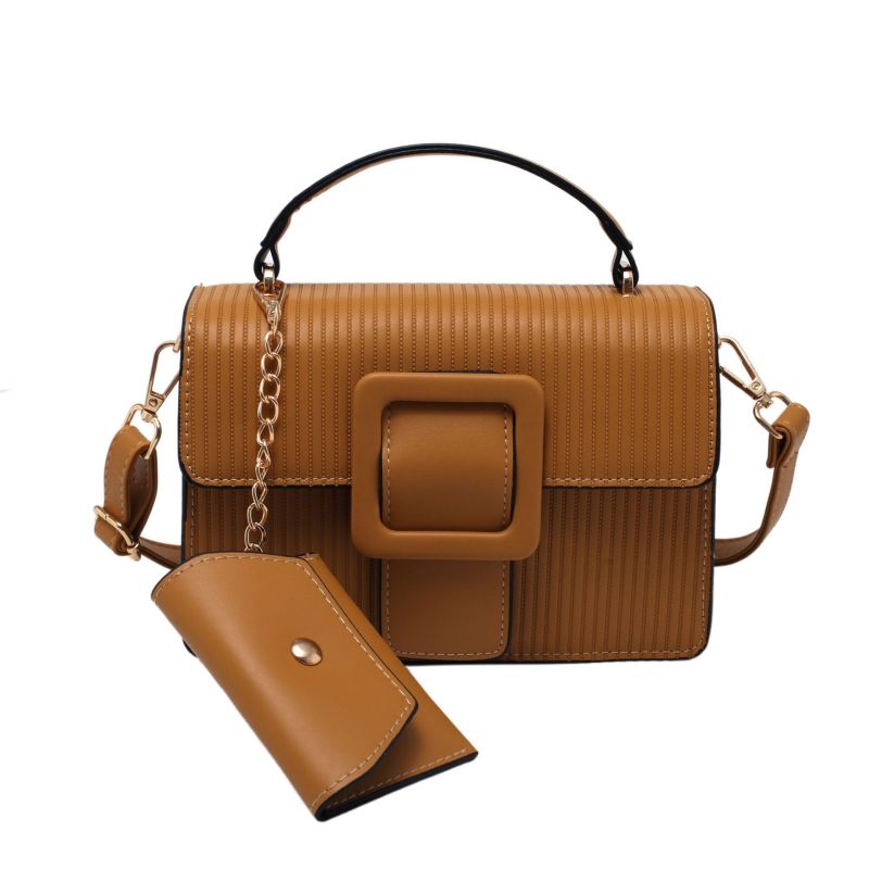 2021 New Korean Version Crossbody Bag Large-Capacity Stitching Belt Buckle Shoulder Bag Ins Trendy Purse and Handbags