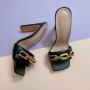 Summer Latest Candy Color Crewcut Thick Heels Slippers Metal High Heel Slippers Sandals For Women Sandals