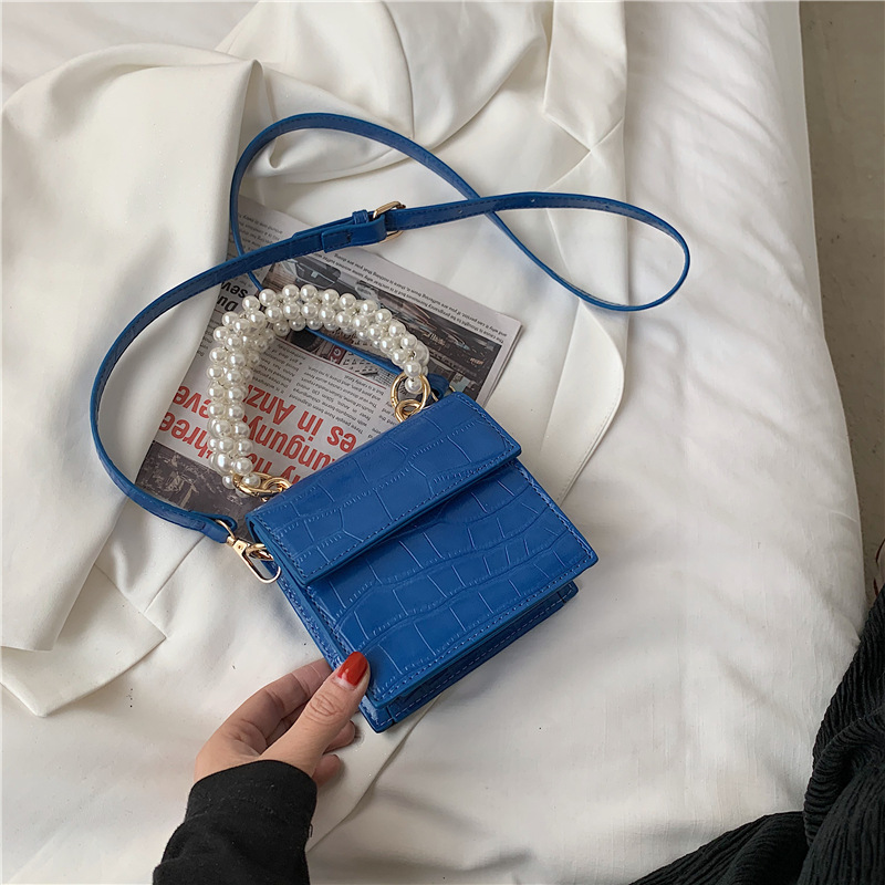 New style pearl chain crocodile pattern small square bag designer purses and handbags for women purses