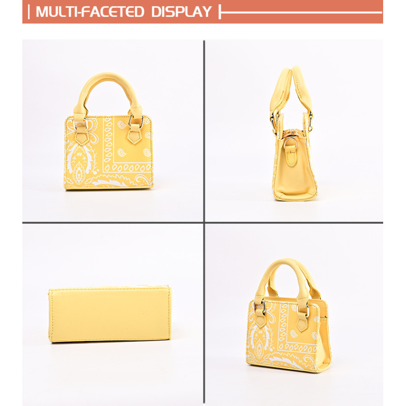 2021 New Cashew Flower Square Bag Handbag & Fisherman Hat Set Ins Portable Crossbody Bag Women Bandana Bags