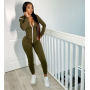 Amazon Wish Hot Sale Hot Sale Euro-American Women'S Hooded Solid Color Jumpsuit