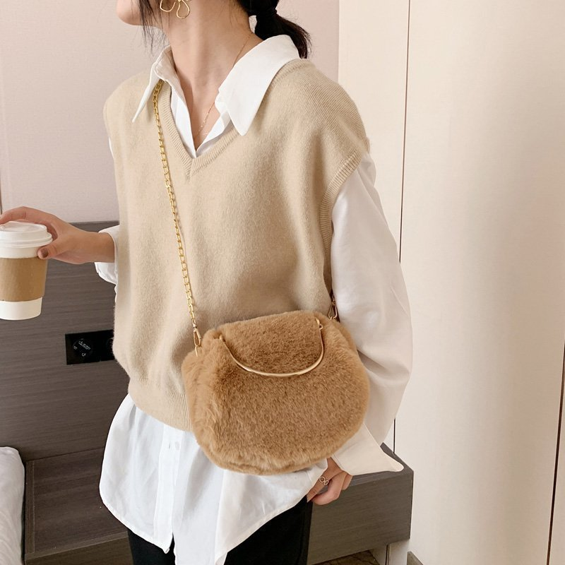 Winter Girls Shoulder Crossbody Mini Faux Plush Fur Cute Handbags Luxury Designers Purses and Handbags for Ladies Hand Bags