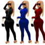 New Winter Products Amazon Fashion Europe And The United States Deep V Perspective Tight Sexy Solid Color Jumpsuit Women