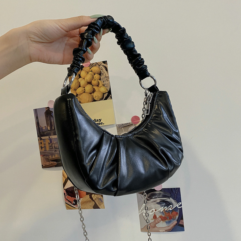2021 New Trendy Chain Crossbody Bag Handbag Fashion Fold Single Shoulder Armpit Bag Purses And Handbags