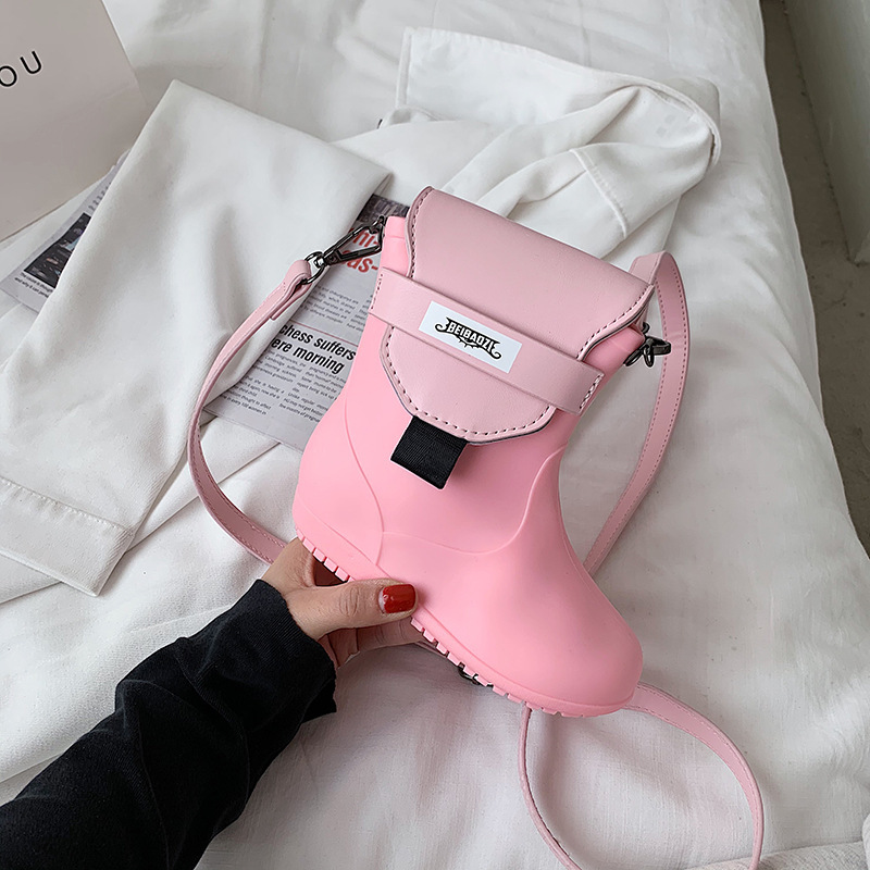 Ins Creative Fun Cute Rain Boots Small Bag Crossbody Bag Women 2021 New Fashion Pvc Candy Color One-Shoulder Jelly Bags